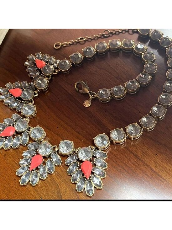 J. Crew Jewelry - J CREW Aged Brass Gray Coral Chunky Art Deco Cluster Crystal Statement Necklace